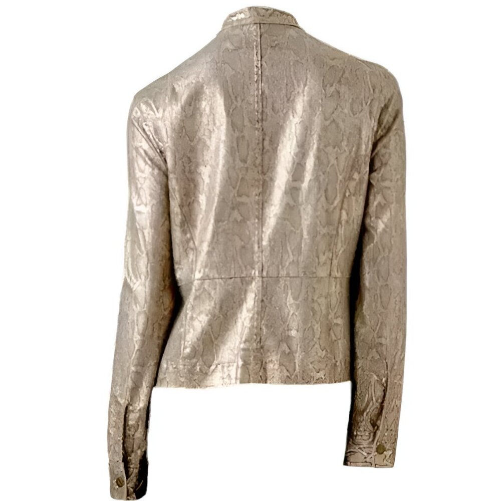 Nwt Dana Buchman Snakeskin Python Metallic Tan Go… - image 3